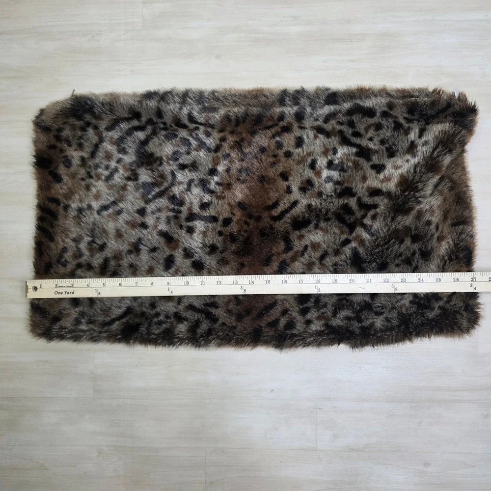 Pottery Barn Leopard Faux Fur Pillow Cover 16x26 Brown Animal Print 3794534